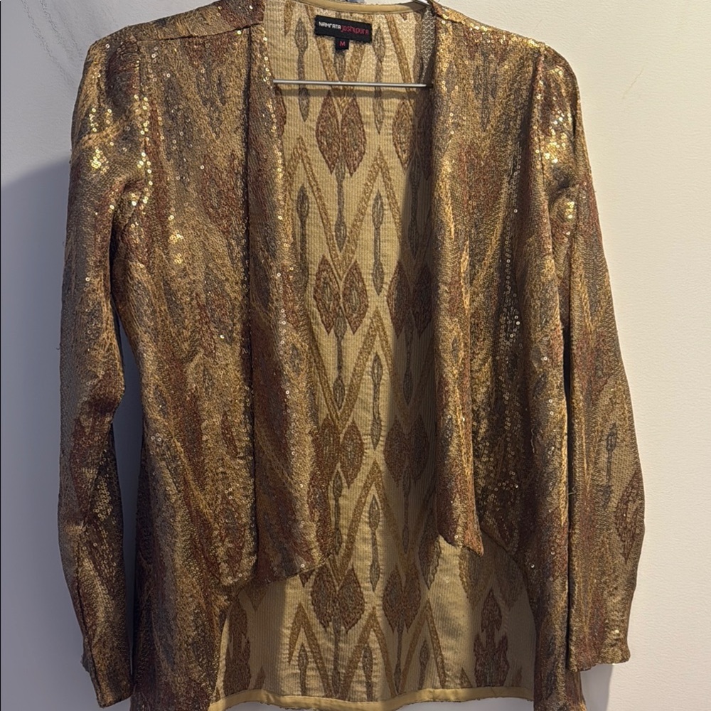 Gold Sequin Patterned Blazer - Picture 2 of 6
